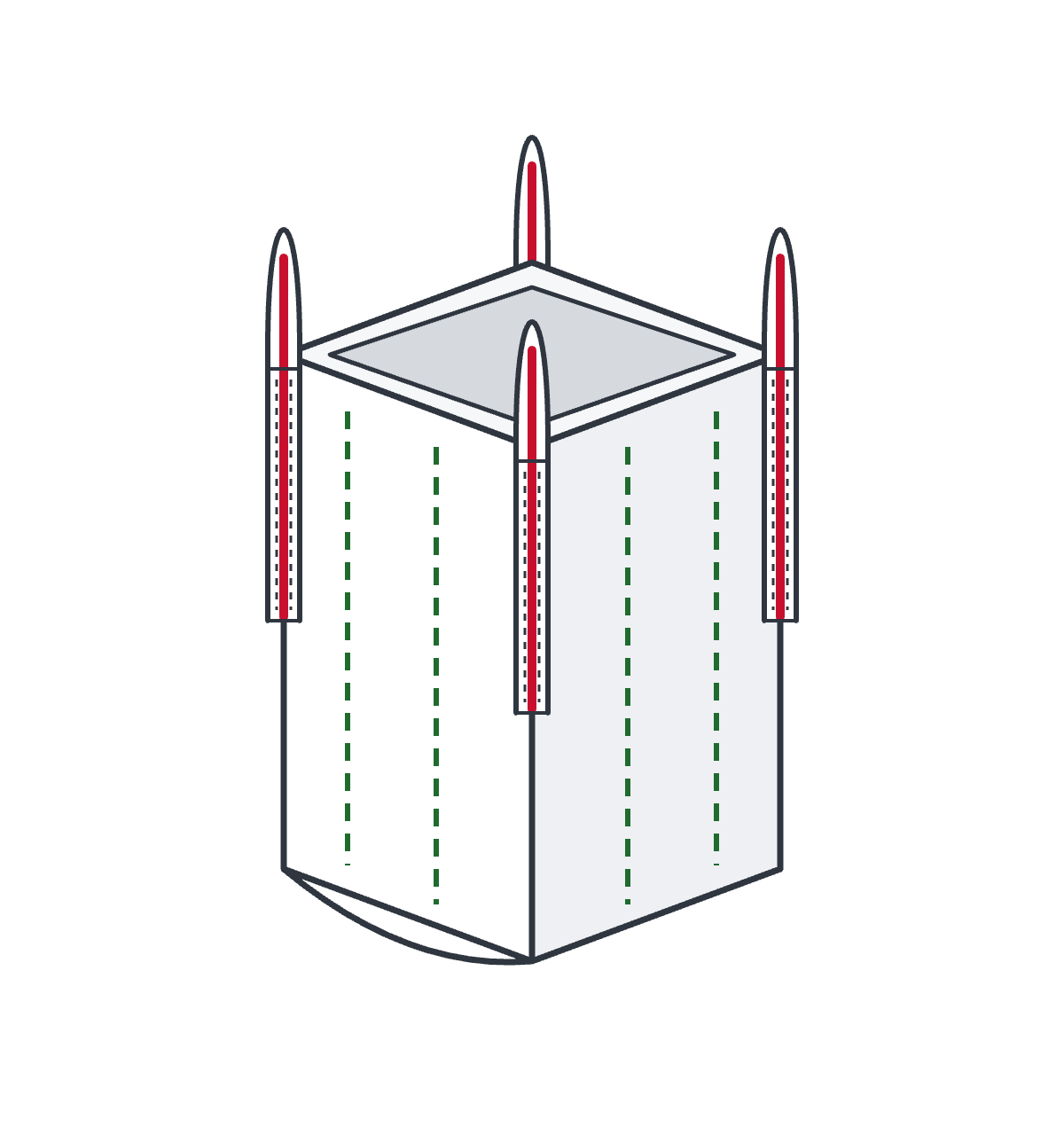 Diagrama: Big Bag con templadores internos (Q-bag)