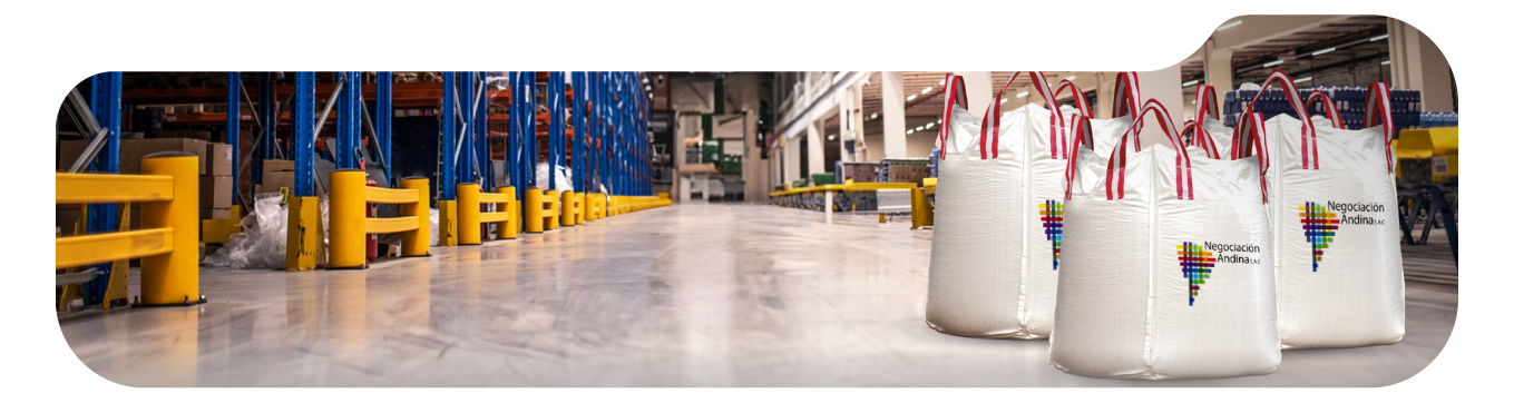 Big Bags NEGASAC en pasillo de almacén industrial